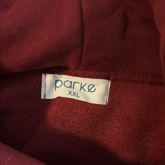 NWT Parke Varsity Hoodie Sweatshirt Burgandy and White Valentine’s Day drop - Picture 4 of 6